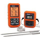 ThermoPro TP20 Digital Funk Bratenthermometer Grillthermometer Ofenthermometer Thermometer Wireless mit 2 Temperaturfühlern für BBQ, Ofen und Grills
