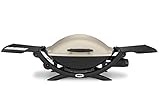 Weber 53060079 Gasgrill Q 2000, Titan, Zündung per Knopfdruck, Abklappbare Seitentische, Balkon Grill