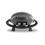 Burnhard Tragbarer 2-Brenner Gasgrill Wayne, Tischgrill inkl. Abdeckhaube, Bis zu 300 °C, Gusseisen Grillrost, 2 Edelstahlbrenner mit Piezozündung, inkl. Gratis Rezept