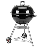 Landmann Holzkohle-Kugelgrill Kepler Select | Hochwertiges Einstiegsmodell Kugelgrill-Serie | Emaillierter Deckel und Feuerschale | Verchromter Grillrost, optimale Hitzeregulierung [56 cm, schwarz]