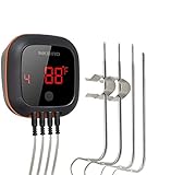 Inkbird IBT-4XS Bluetooth Barbecue Grillthermometer mit dem 1000mAh Li-Batterie, Magnet Montagedesign und Rotations Lesebildschirm Thermometer für BBQ, Küche, Grill, Ofen, Fleisch